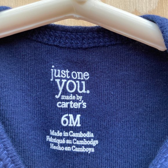Carter's Long Sleeve Navy Onesie, Size 6M - Picture 3 of 3